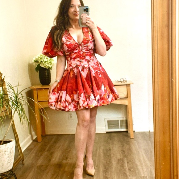 🔥 NWT Hemant & Nandita Tuhi Skater Dress – Luxury Resort 2025 Couture, Tropical - Picture 2 of 7